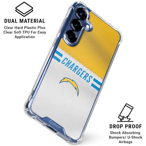NFL Los Angeles Chargers White Striped Galaxy S25 Plus Clear Case
