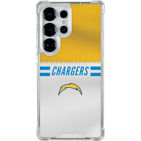 NFL Los Angeles Chargers White Striped Galaxy S25 Ultra Clear Case