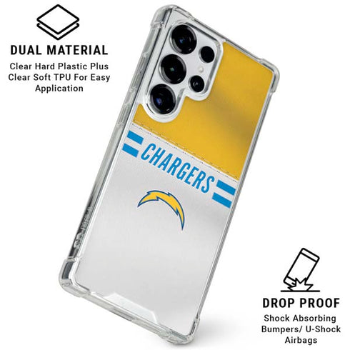 NFL Los Angeles Chargers White Striped Galaxy S25 Ultra Clear Case