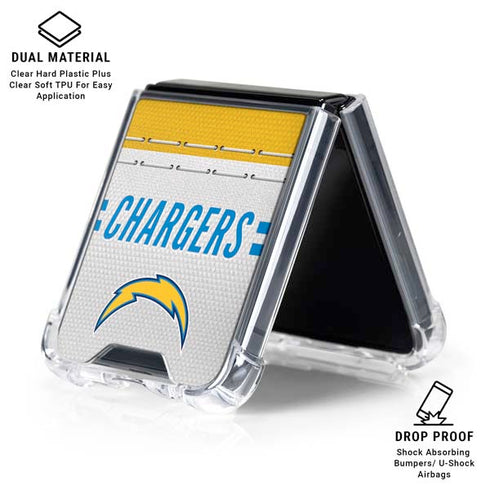NFL Los Angeles Chargers White Striped Galaxy Z Flip6 Clear Case