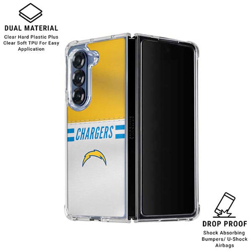 NFL Los Angeles Chargers White Striped Galaxy Z Fold6 Clear Case