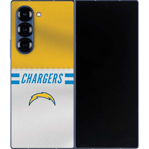 NFL Los Angeles Chargers White Striped Galaxy Z Fold6 Skin
