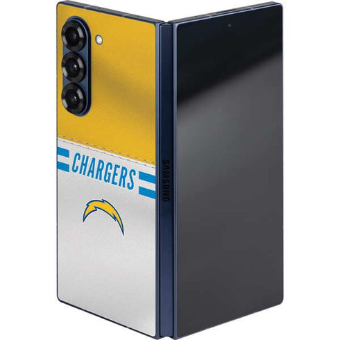 NFL Los Angeles Chargers White Striped Galaxy Z Fold6 Skin