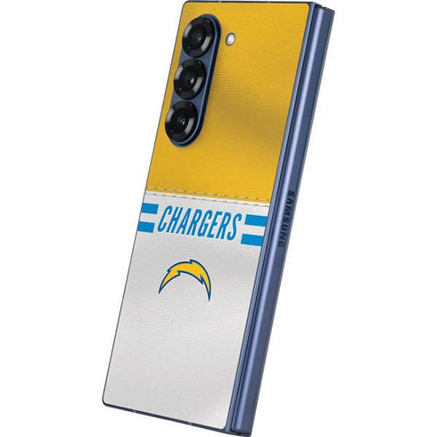 NFL Los Angeles Chargers White Striped Galaxy Z Fold6 Skin