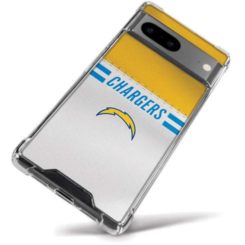 NFL Los Angeles Chargers White Striped Google Pixel 8a Clear Case