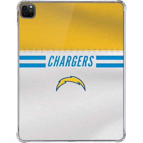 NFL Los Angeles Chargers White Striped iPad Pro 11in (2024) Clear Case