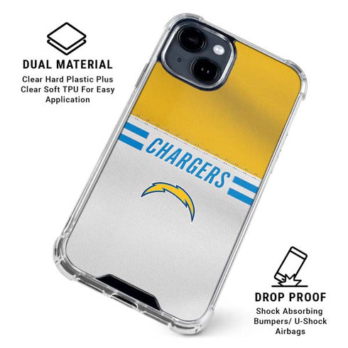 NFL Los Angeles Chargers White Striped iPhone 15 Clear Case