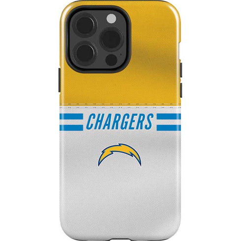 NFL Los Angeles Chargers White Striped iPhone 15 Pro Impact Case
