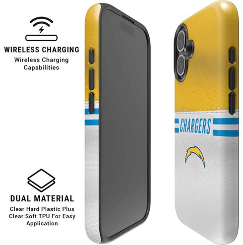 NFL Los Angeles Chargers White Striped iPhone 16 Magsafe Impact Case