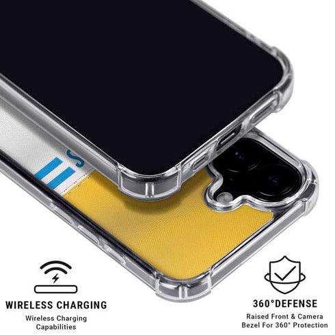 NFL Los Angeles Chargers White Striped iPhone 16 Plus Clear Case
