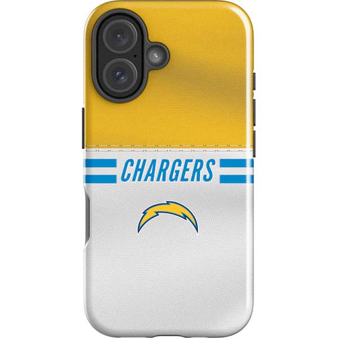 NFL Los Angeles Chargers White Striped iPhone 16 Plus Impact Case