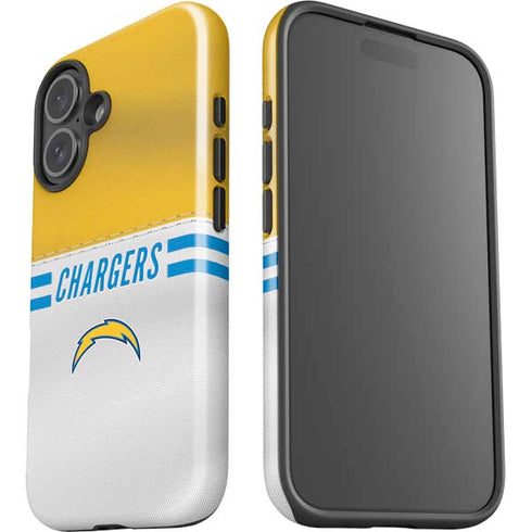 NFL Los Angeles Chargers White Striped iPhone 16 Plus Impact Case
