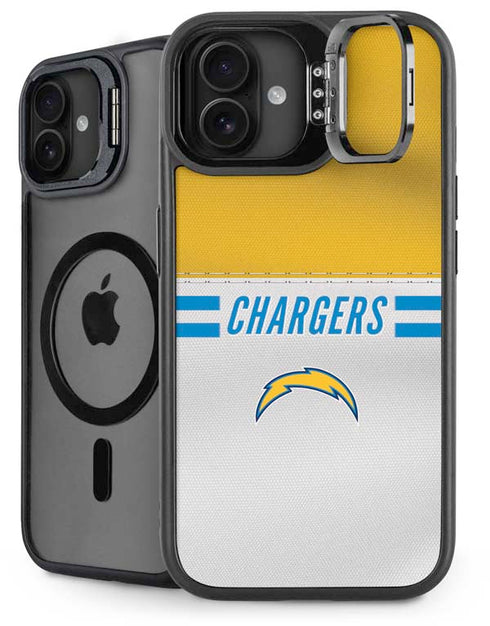 NFL Los Angeles Chargers White Striped iPhone 16 Plus Kickstand Case