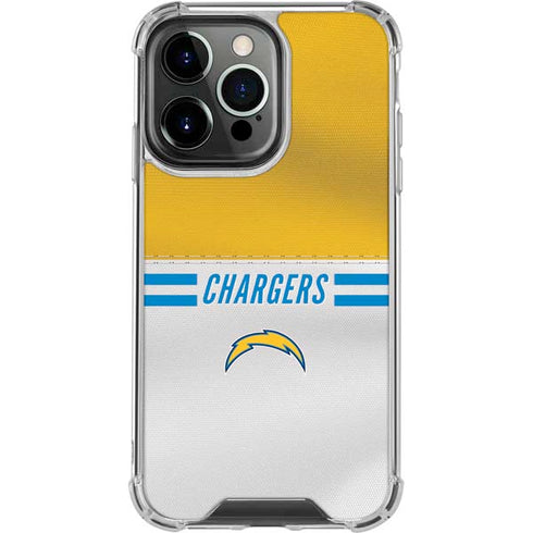 NFL Los Angeles Chargers White Striped iPhone 16 Pro Clear Case