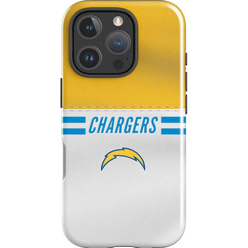 NFL Los Angeles Chargers White Striped iPhone 16 Pro Impact Case