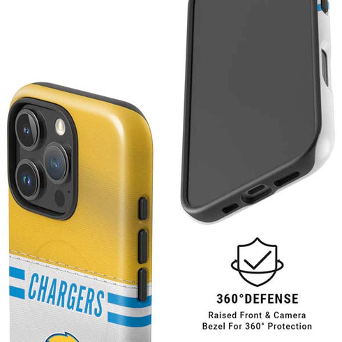 NFL Los Angeles Chargers White Striped iPhone 16 Pro Magsafe Impact Case