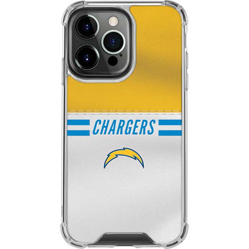 NFL Los Angeles Chargers White Striped iPhone 16 Pro Max Clear Case