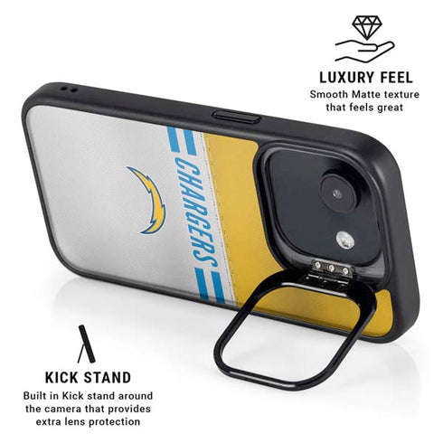 NFL Los Angeles Chargers White Striped iPhone 16e Kickstand Case