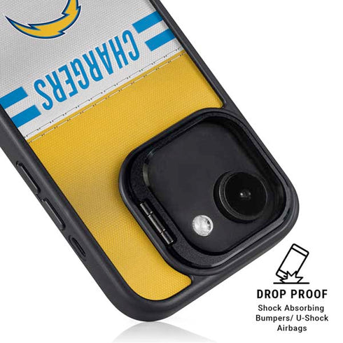 NFL Los Angeles Chargers White Striped iPhone 16e Kickstand Case