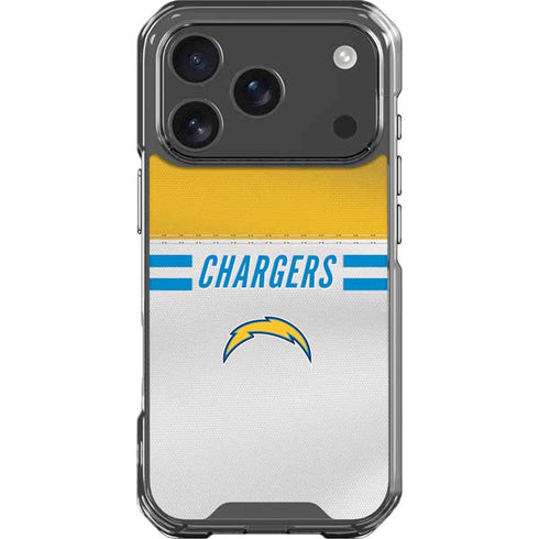 NFL Los Angeles Chargers White Striped iPhone 18 Pro Clear Case