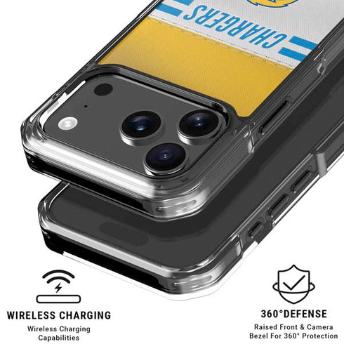NFL Los Angeles Chargers White Striped iPhone 18 Pro Clear Case