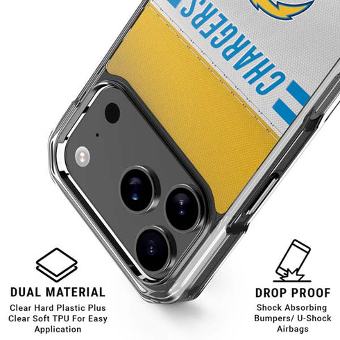 NFL Los Angeles Chargers White Striped iPhone 18 Pro Clear Case