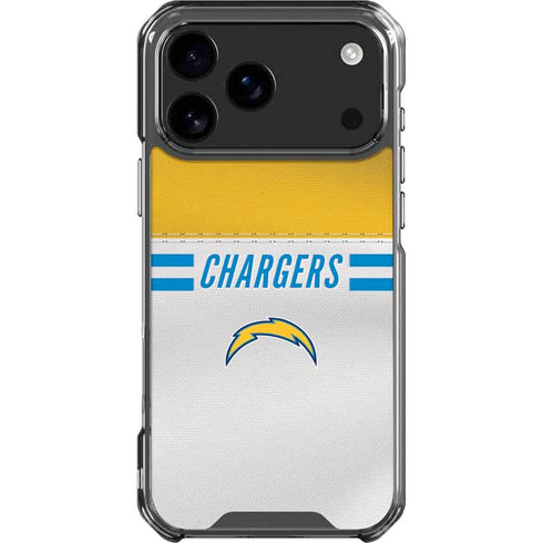 NFL Los Angeles Chargers White Striped iPhone 18 Pro Max Clear Case