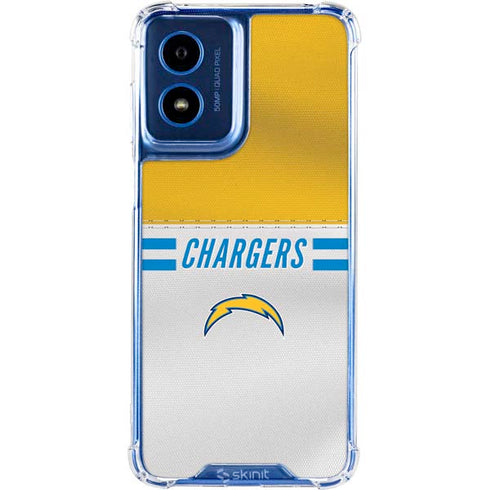 NFL Los Angeles Chargers White Striped Moto G 5G (2024) Clear Case