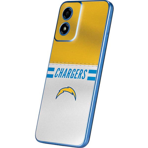 NFL Los Angeles Chargers White Striped Moto G Play 4G (2024) Skin