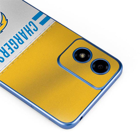 NFL Los Angeles Chargers White Striped Moto G Play 4G (2024) Skin