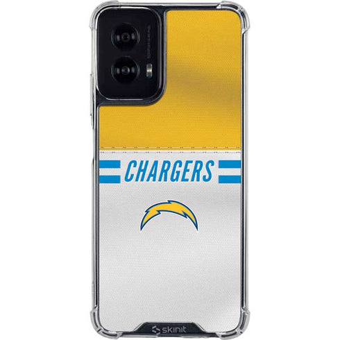 NFL Los Angeles Chargers White Striped Moto G Power 5G (2024) Clear Case