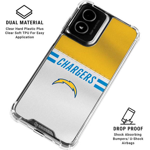NFL Los Angeles Chargers White Striped Moto G Power 5G (2024) Clear Case