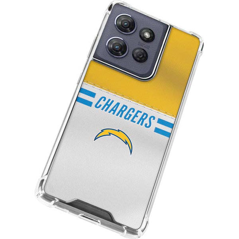 NFL Los Angeles Chargers White Striped Moto G Power 5G (2025) Clear Case