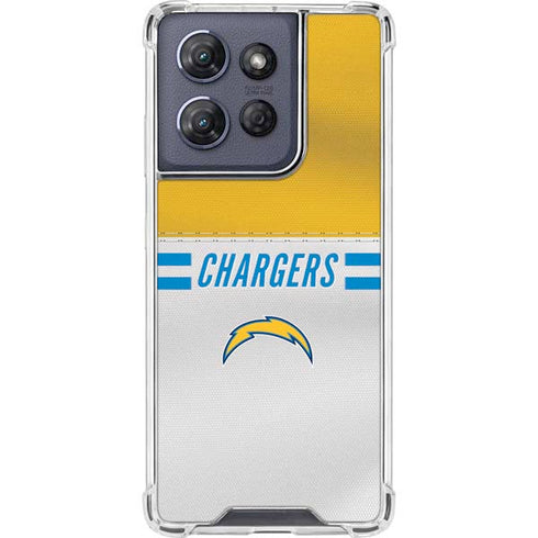 NFL Los Angeles Chargers White Striped Moto G Stylus 5G (2025) Clear Case
