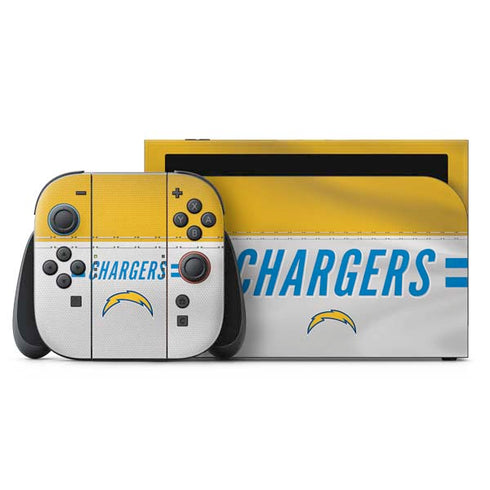 NFL Los Angeles Chargers White Striped Nintendo Switch 2 (2025) with Joy-Con Skin