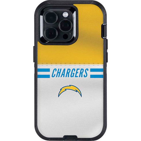NFL Los Angeles Chargers White Striped Otterbox Defender iPhone Skin