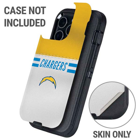 NFL Los Angeles Chargers White Striped Otterbox Defender iPhone Skin