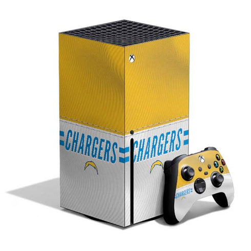 NFL Los Angeles Chargers White Striped Xbox Series X Bundle Skin