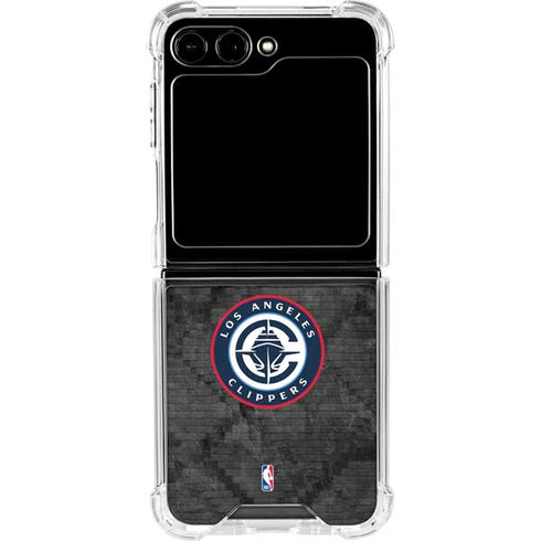 NBA Los Angeles Clippers Black Rust Galaxy Z Flip5 5G Clear Case