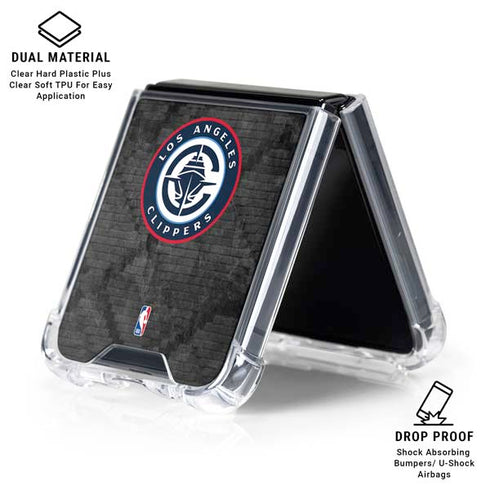 NBA Los Angeles Clippers Black Rust Galaxy Z Flip7 Clear Case