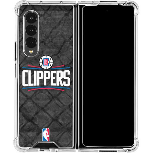NBA Los Angeles Clippers Black Rust Galaxy Z Fold4 5G Clear Case