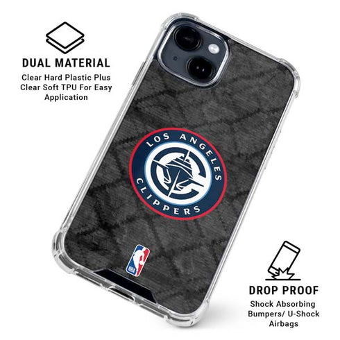 NBA Los Angeles Clippers Black Rust iPhone 14 Plus Clear Case
