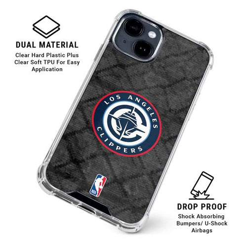 NBA Los Angeles Clippers Black Rust iPhone 15 Plus Clear Case
