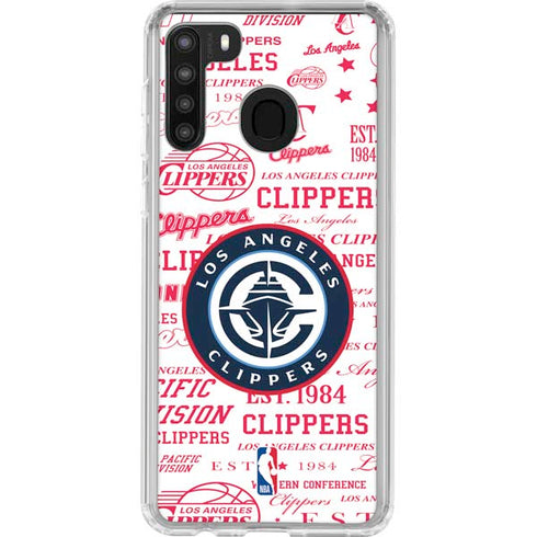 NBA Los Angeles Clippers Blast Logos Galaxy A21 Clear Case