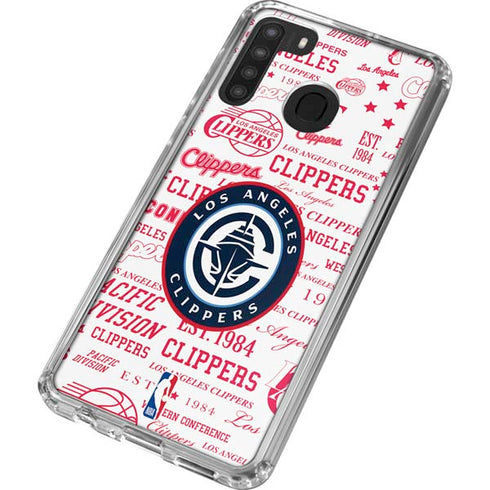 NBA Los Angeles Clippers Blast Logos Galaxy A21 Clear Case