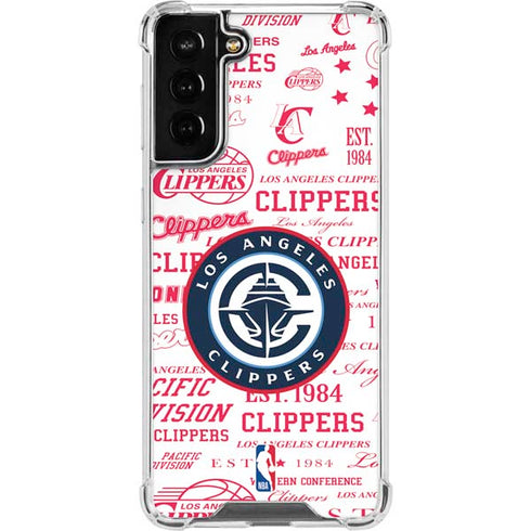 NBA Los Angeles Clippers Blast Logos Galaxy S21 FE Clear Case