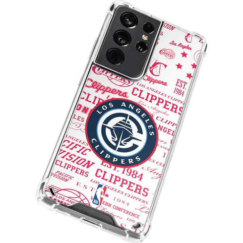 NBA Los Angeles Clippers Blast Logos Galaxy S21 Ultra 5G Clear Case