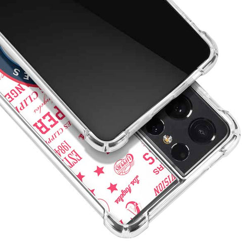NBA Los Angeles Clippers Blast Logos Galaxy S21 Ultra 5G Clear Case