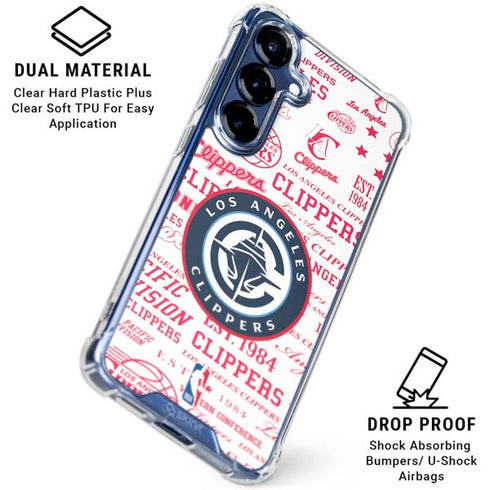 NBA Los Angeles Clippers Blast Logos Galaxy S25 Clear Case
