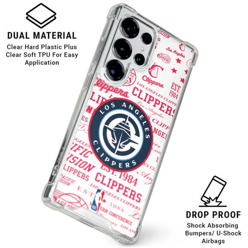 NBA Los Angeles Clippers Blast Logos Galaxy S25 Ultra Clear Case